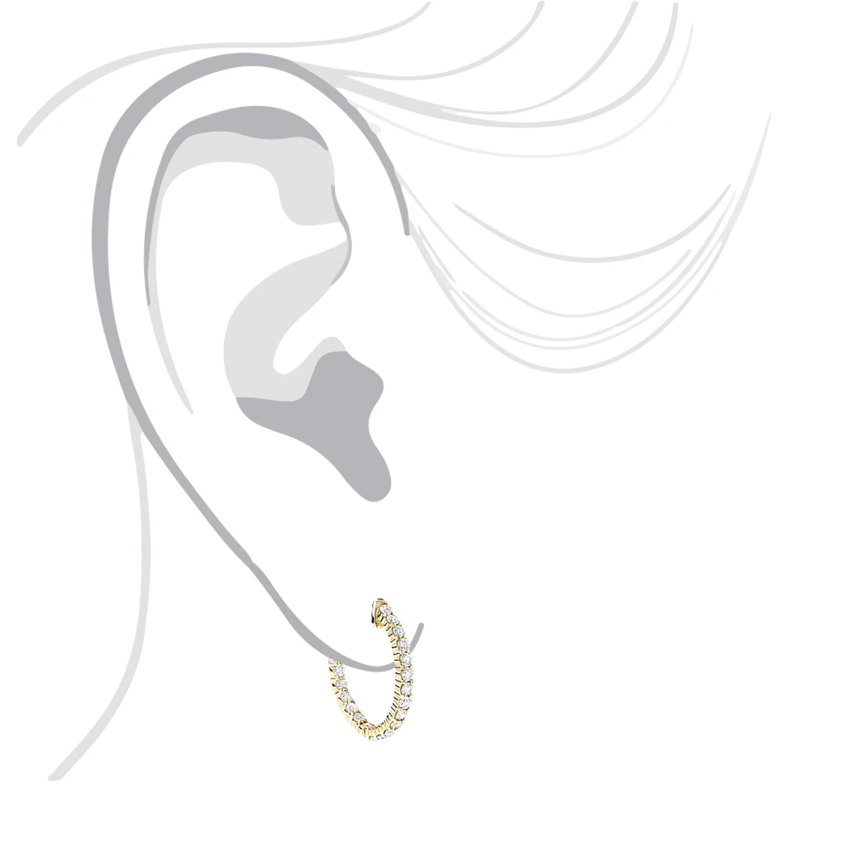 Diamond Hoop Earrings 2.20ct 14K Yellow Gold Inside Out 7 Diamond Hoop Earrings 2.20ct 14K Yellow Gold Inside Out - Image 5