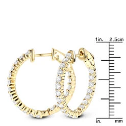 Diamond Hoop Earrings 2.20ct 14K Yellow Gold Inside Out 13 Diamond Hoop Earrings 2.20ct 14K Yellow Gold Inside Out -Invicta Jewelry Store diamond hoop earrings 220ct 14k inside out p 45375 rulerye