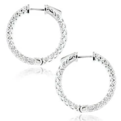 Diamond Hoops 14K White Gold Diamond Hoop Earrings Inside Out 1.87 11 Diamond Hoops 14K White Gold Diamond Hoop Earrings Inside Out 1.87 -Invicta Jewelry Store diamond hoops 14k diamond hoop earrings inside out 187 p 11 backwh