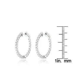 Diamond Hoops 14K White Gold Diamond Hoop Earrings Inside Out 1.87 13 Diamond Hoops 14K White Gold Diamond Hoop Earrings Inside Out 1.87 -Invicta Jewelry Store diamond hoops 14k diamond hoop earrings inside out 187 p 11 rulerwh
