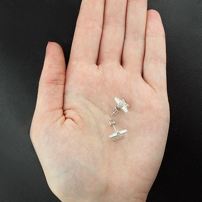 Diamond Star Earrings Studs 0.11ct Sterling Silver 4 Diamond Star Earrings Studs 0.11ct Sterling Silver - Image 2