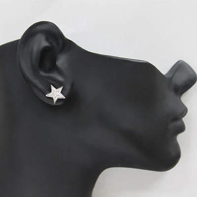 Diamond Star Earrings Studs 0.11ct Sterling Silver 5 Diamond Star Earrings Studs 0.11ct Sterling Silver - Image 3