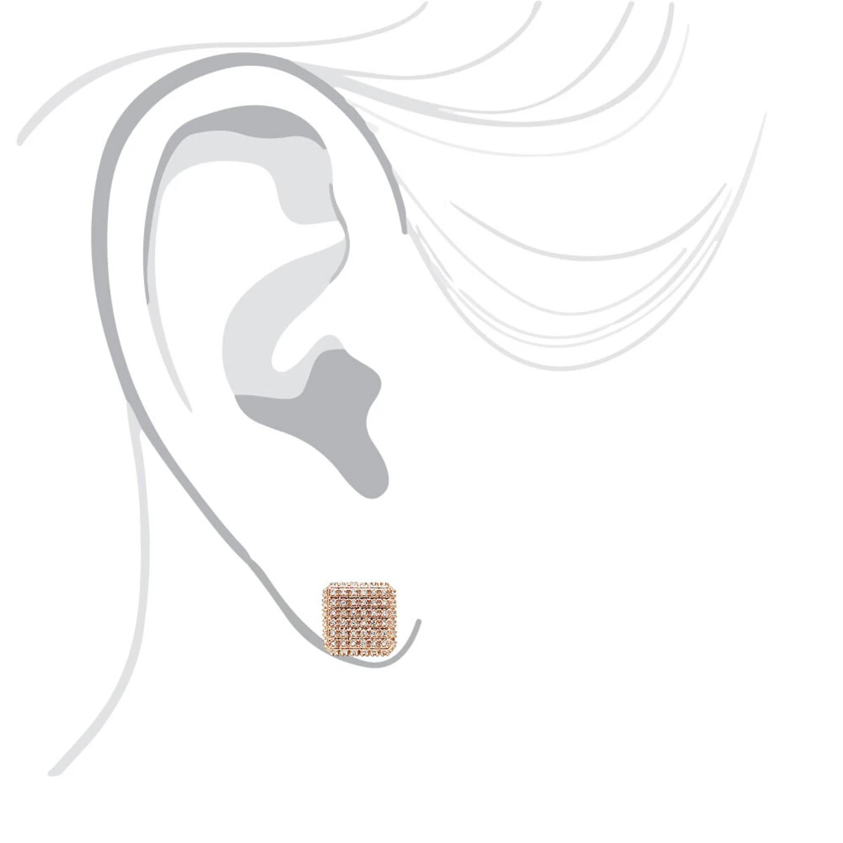 Pave Diamond Stud Earrings Under 300 - 10K White Gold Square Studs 0.33ct 11 Pave Diamond Stud Earrings Under 300 - 10K White Gold Square Studs 0.33ct - Image 9