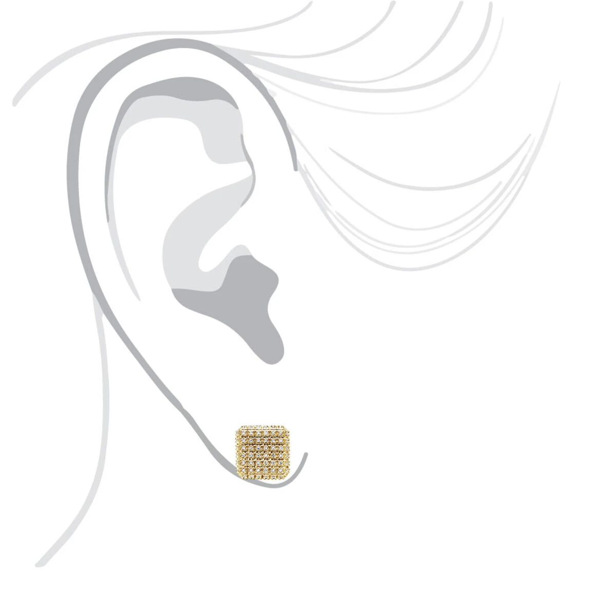 Pave Diamond Stud Earrings Under 300 - 10K White Gold Square Studs 0.33ct 10 Pave Diamond Stud Earrings Under 300 - 10K White Gold Square Studs 0.33ct - Image 8