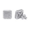 Pave Diamond Stud Earrings Under 300 - 10K White Gold Square Studs 0.33ct -Invicta Jewelry Store diamond stud earrings under 300 10k gold studs 029ct wh