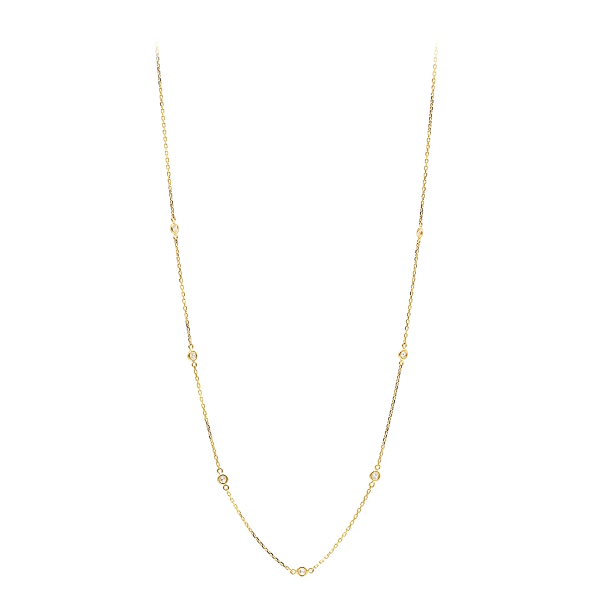Diamonds By The Yard Ladies Necklace With Diamonds Solid 14K Yellow Gold 0.25ct 5 Diamonds By The Yard Ladies Necklace With Diamonds Solid 14K Yellow Gold 0.25ct - Image 3