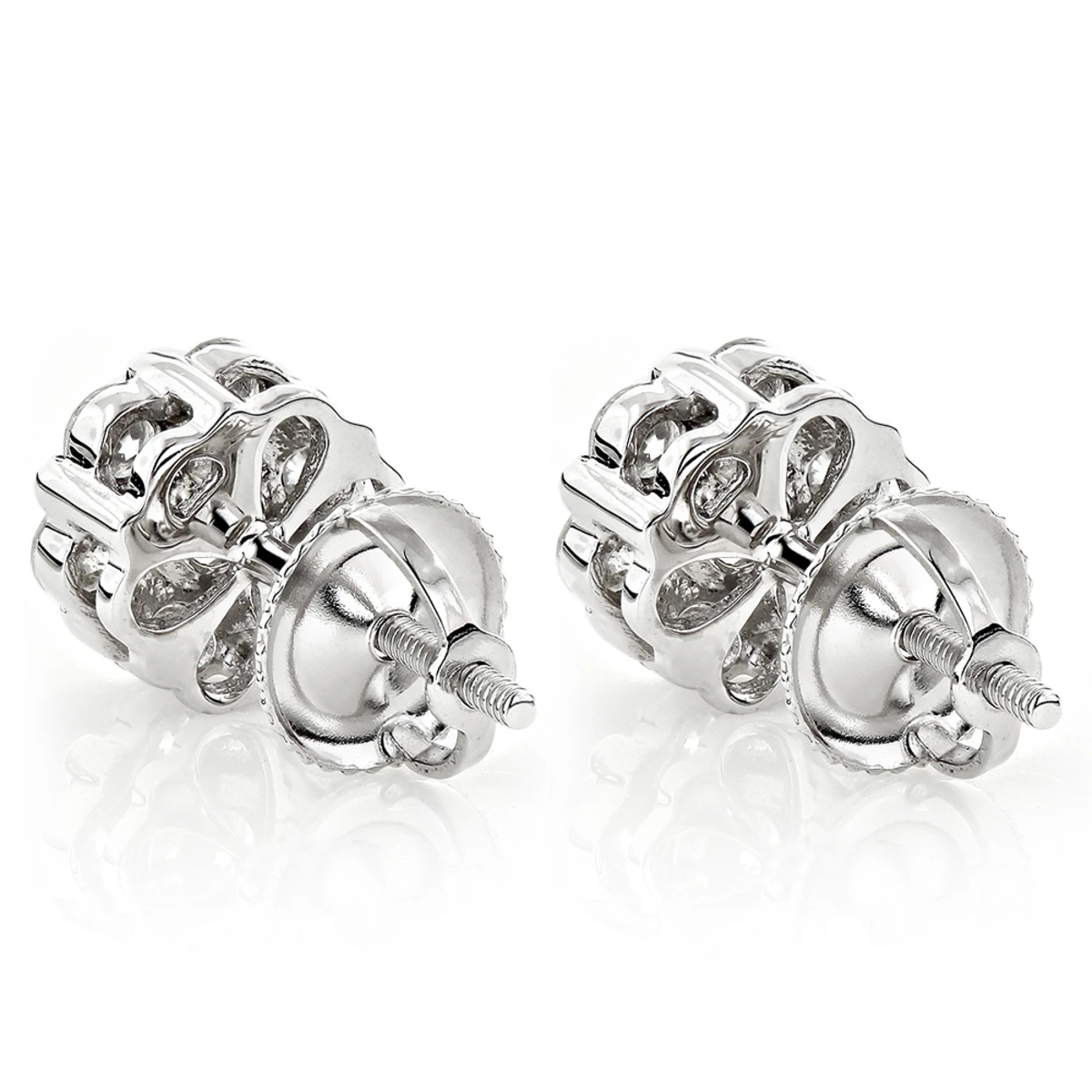 Discount Diamond Earrings In Sterling Silver 0.92ct Cluster Studs 4 Discount Diamond Earrings In Sterling Silver 0.92ct Cluster Studs - Image 2