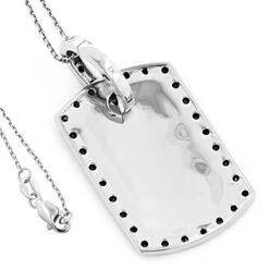 Engravable Small 14K White Gold Black Diamond Dog Tag Pendant .80ct -Invicta Jewelry Store dog tag jewelry 14k black diamond dog tag pendant 80ct p 7168 backwh