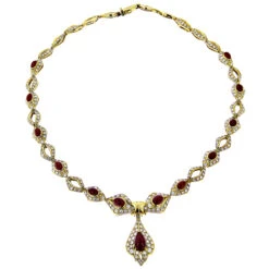 18K Gold Ladies Vintage Ruby & Diamond Necklace 7 18K Gold Ladies Vintage Ruby & Diamond Necklace -Invicta Jewelry Store estate jewelry sale 18k yellow gold ladies vintage ruby diamond necklace 3