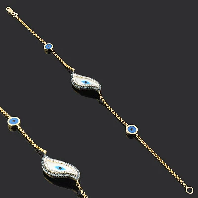 White Blue Diamond Evil Eye Bracelet 3 White Blue Diamond Evil Eye Bracelet