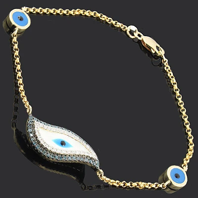 White Blue Diamond Evil Eye Bracelet 4 White Blue Diamond Evil Eye Bracelet - Image 2