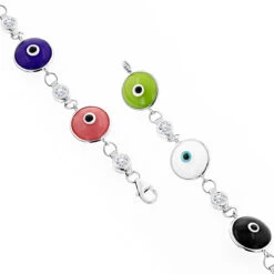 Evil Eyes 14K White Gold Diamond Evil Eye Bracelet Multicolor 0.70 -Invicta Jewelry Store evil eyes 14k diamond evil eye bracelet multicolor 070 p 6227 backwh