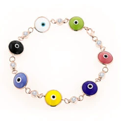 Evil Eyes 14K White Gold Diamond Evil Eye Bracelet Multicolor 0.70 -Invicta Jewelry Store evil eyes 14k diamond evil eye bracelet multicolor 070 p 6227 ro