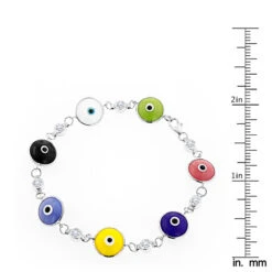 Evil Eyes 14K White Gold Diamond Evil Eye Bracelet Multicolor 0.70 -Invicta Jewelry Store evil eyes 14k diamond evil eye bracelet multicolor 070 p 6227 rulerwh