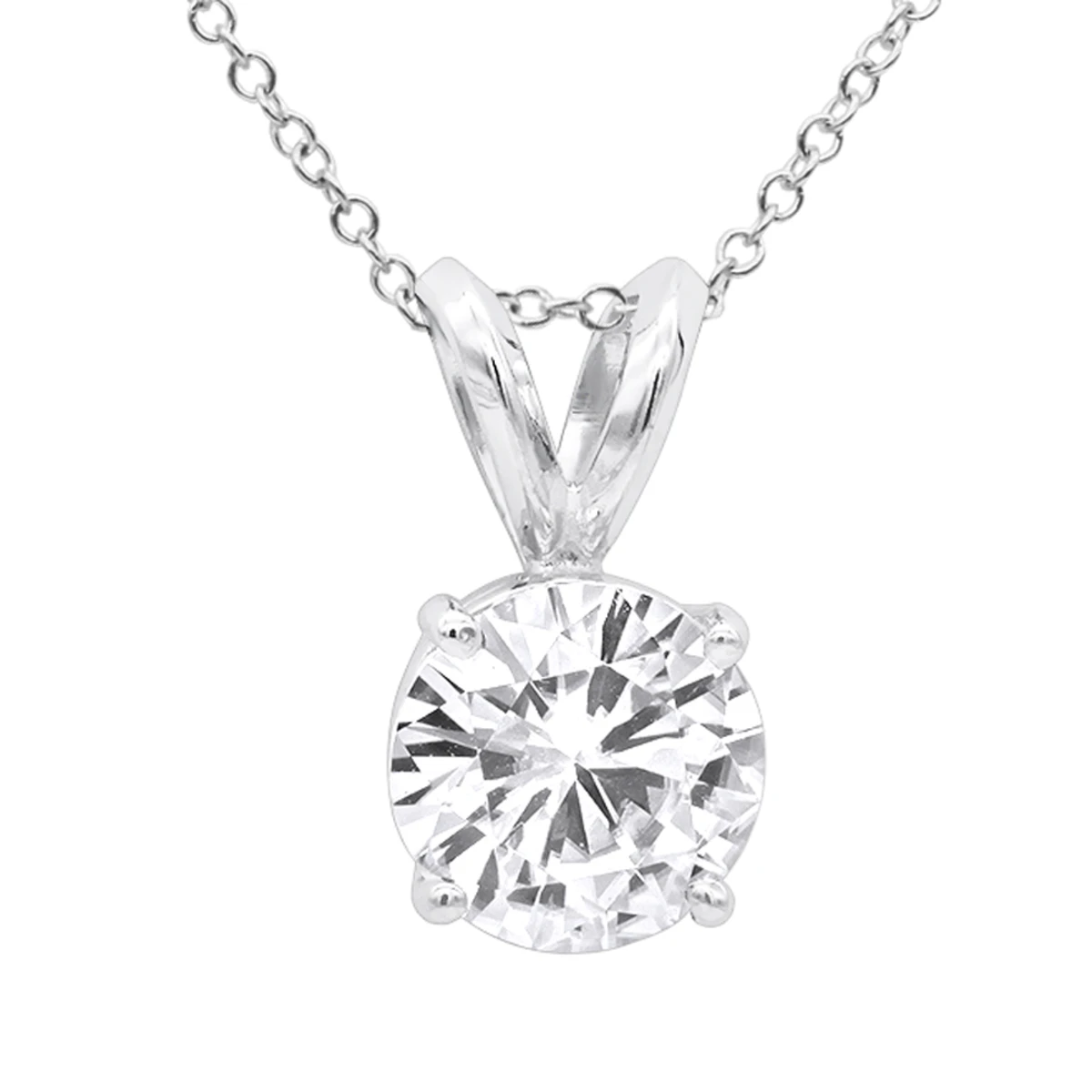 14K White Gold Floating 1/2-3 Carat Diamond Solitaire Pendant Ladies Necklace 3 14K White Gold Floating 1/2-3 Carat Diamond Solitaire Pendant Ladies Necklace