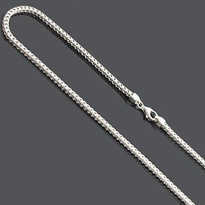 Franco Chain Necklace 3mm 36" Sterling Silver 3 Franco Chain Necklace 3mm 36" Sterling Silver