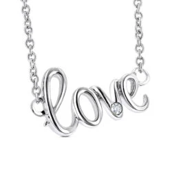 Genuine Diamond Love Necklace Sterling Silver Luxurman Love Quotes For Her