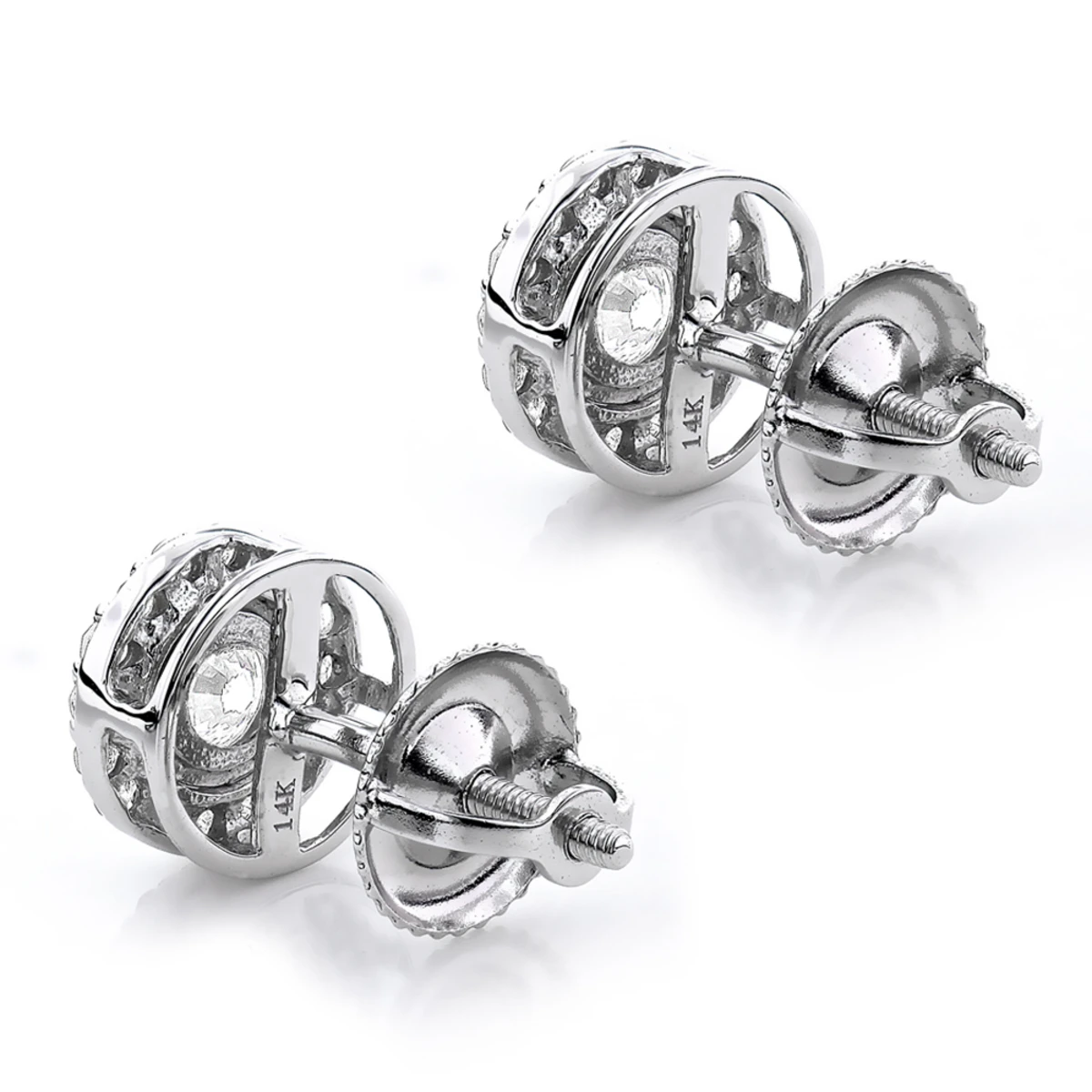 Gold Diamond Stud Earrings 2ct Diamond Earrings Look 6 Gold Diamond Stud Earrings 2ct Diamond Earrings Look - Image 4