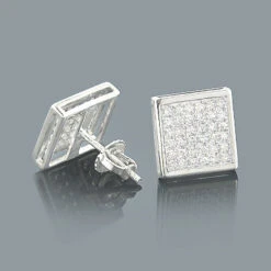 Gold Pave Diamond Stud Earrings 0.41ct 10K White Gold