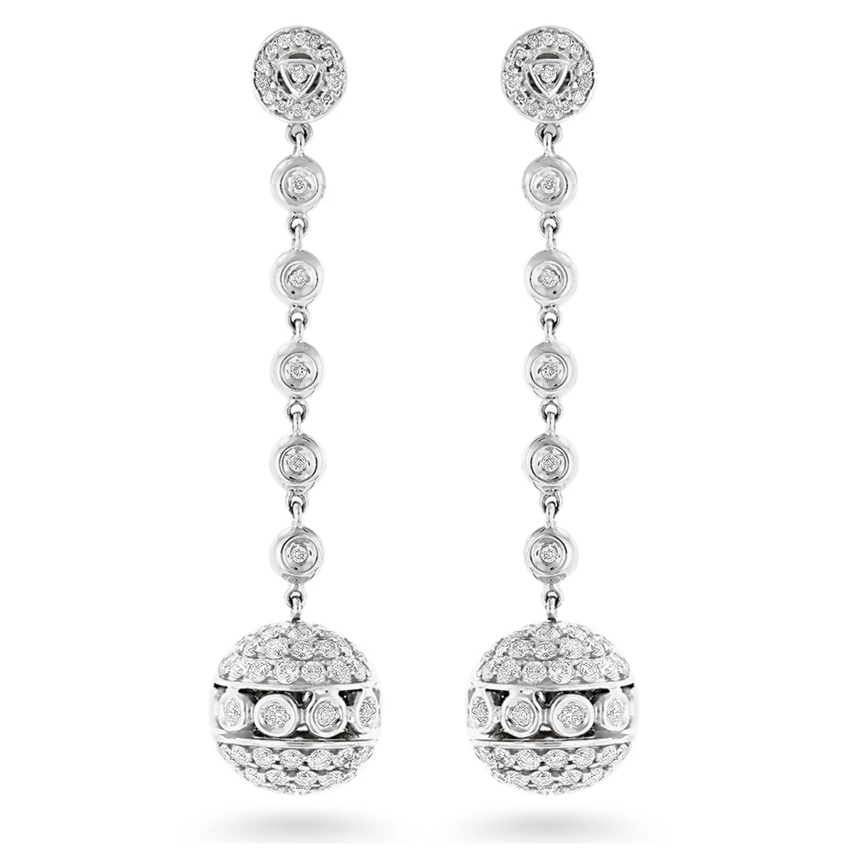 Golden Globes Diamond Dangle Earrings 3ct 14K White Gold 3 Golden Globes Diamond Dangle Earrings 3ct 14K White Gold