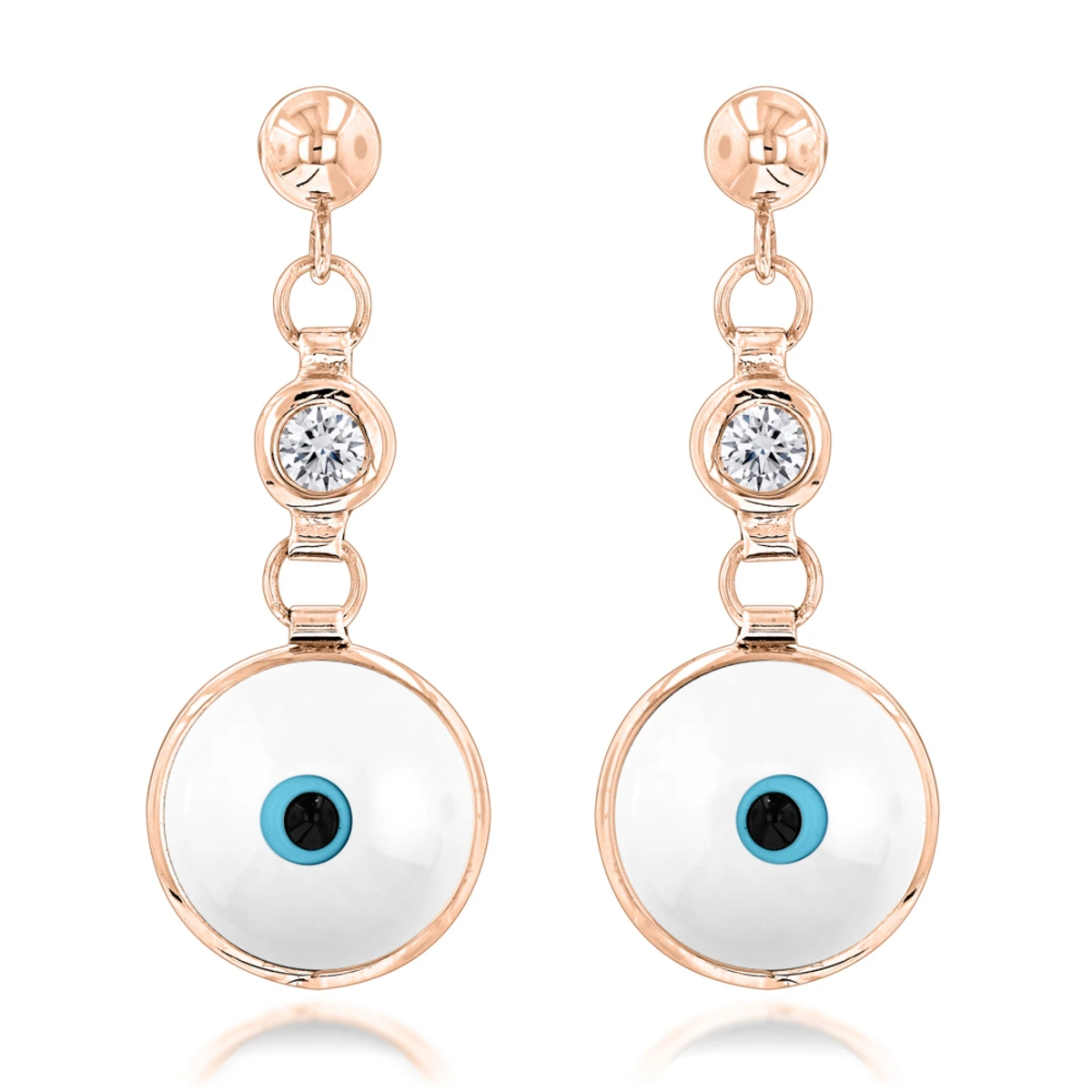 14K White Gold Diamond White Evil Eye Earrings 0.20ct Good Luck Charms 5 14K White Gold Diamond White Evil Eye Earrings 0.20ct Good Luck Charms - Image 3