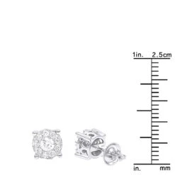 Halo 14K White Gold Cluster Diamond Earrings Studs For Men Or Women 3/4ct 13 Halo 14K White Gold Cluster Diamond Earrings Studs For Men Or Women 3/4ct -Invicta Jewelry Store halo 14k gold cluster diamond earrings studs for men or women 34ct rulerwh