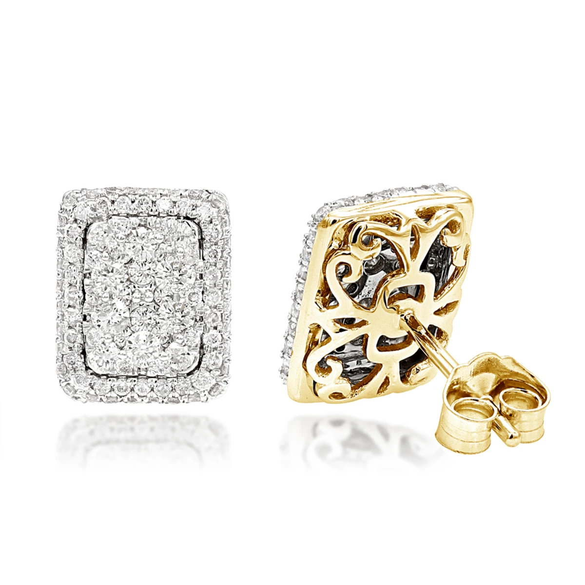 Halo 3 Carat Look Cluster Diamond Stud Earrings 1ct By Luxurman 4 Halo 3 Carat Look Cluster Diamond Stud Earrings 1ct By Luxurman - Image 2