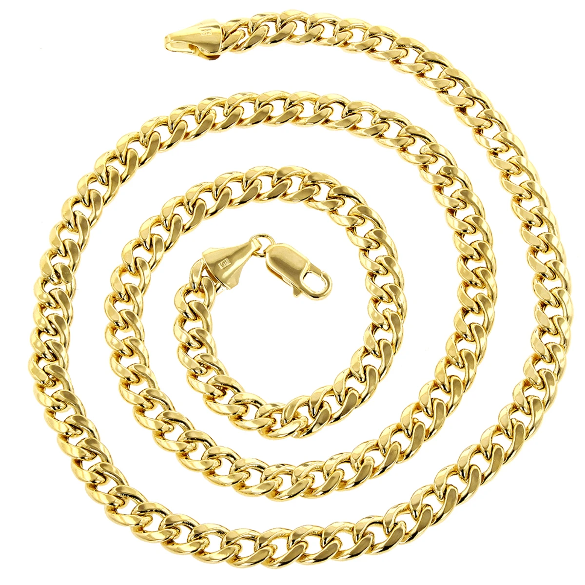 Hollow 10K Yellow Gold Cuban Link Chain For Men Miami 5.5mm Wide 8.5-24 Inches. 4 Hollow 10K Yellow Gold Cuban Link Chain For Men Miami 5.5mm Wide 8.5-24 Inches. - Image 2