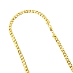 Hollow 10K Yellow Gold Cuban Link Chain For Men Miami 5.5mm Wide 8.5-24 Inches.