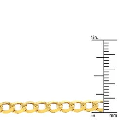 Hollow 10K Yellow Gold Curb Chain For Men & Women 4.5mm Wide 11 Hollow 10K Yellow Gold Curb Chain For Men & Women 4.5mm Wide -Invicta Jewelry Store hollow 10k gold curb chain for men women 45mm wide ruler