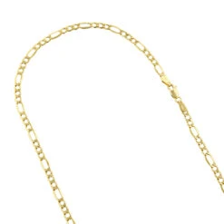 Hollow 10K Yellow Gold Figaro Chain For Men & Women 2.8mm Wide