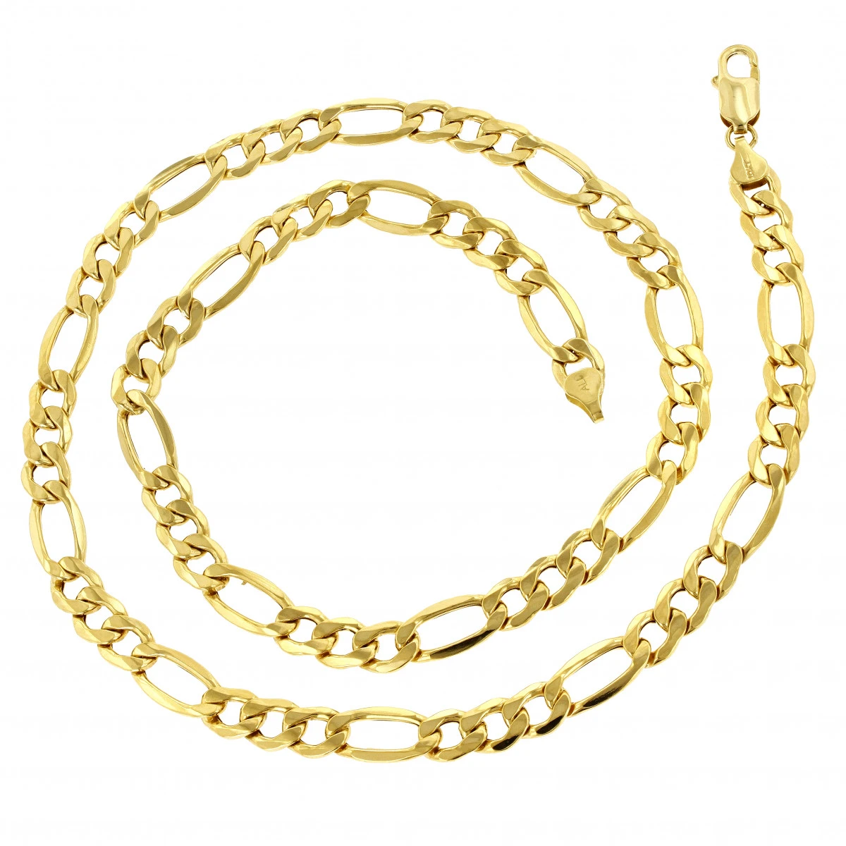 Hollow 10K Yellow Gold Figaro Chain For Men & Women 6.5mm Wide 4 Hollow 10K Yellow Gold Figaro Chain For Men & Women 6.5mm Wide - Image 2