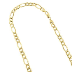 Hollow 10K Yellow Gold Figaro Chain For Men & Women 6.5mm Wide
