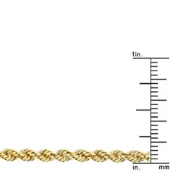 Men's Hollow 10K Yellow Gold Rope Chain Necklace With Lobster-Claw Clasp 2.7mm -Invicta Jewelry Store hollow 10k gold rope chain necklace with lobster claw clasp 27mm ruler