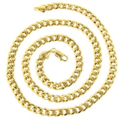 Hollow 14K Yellow Gold Cuban Link Chain For Men Miami 5.5mm Wide 15 Hollow 14K Yellow Gold Cuban Link Chain For Men Miami 5.5mm Wide -Invicta Jewelry Store hollow 14k gold cuban link chain for men miami 55mm wide backye