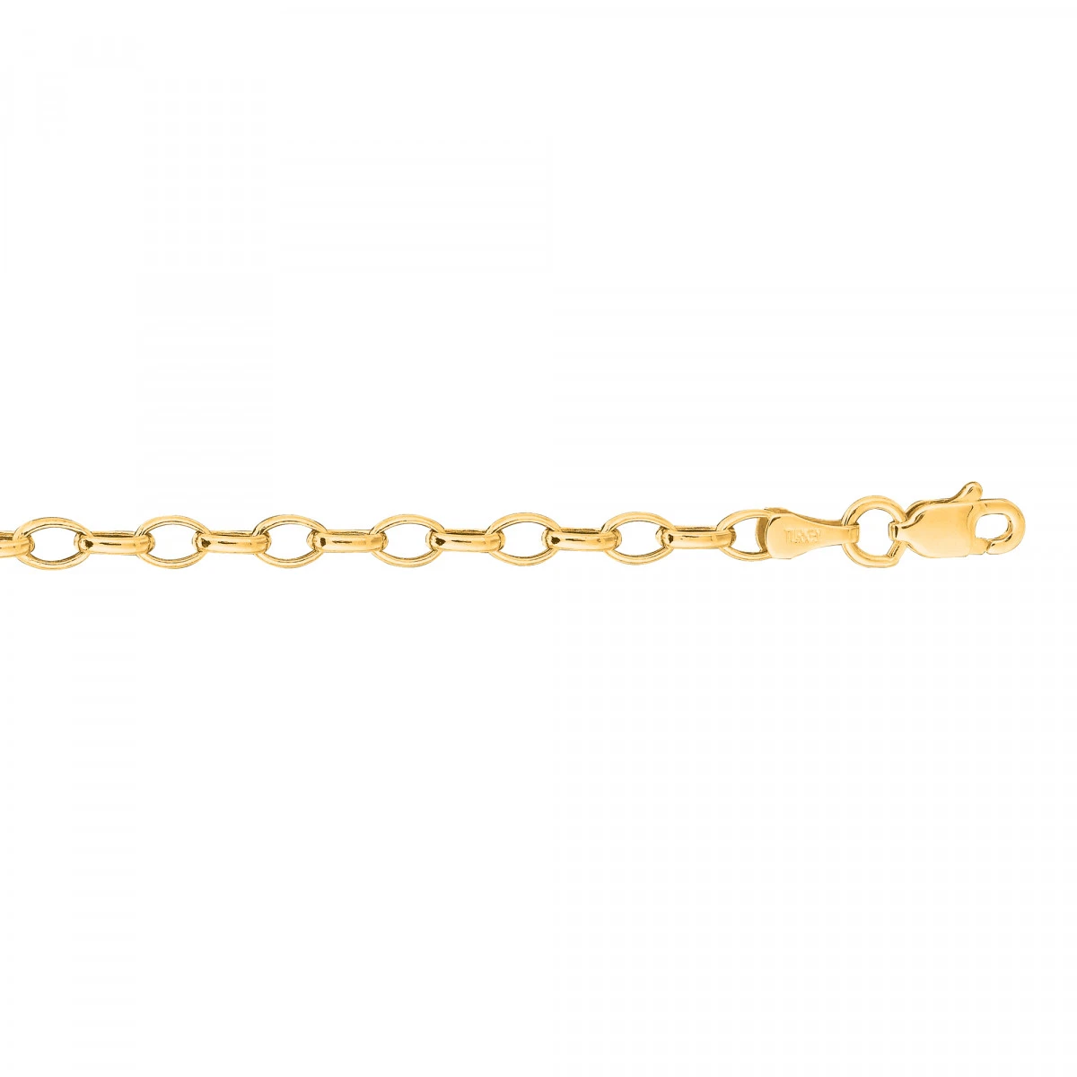 Hollow 14K White Gold Rolo Chain For Women Oval 3mm Wide 4 Hollow 14K White Gold Rolo Chain For Women Oval 3mm Wide - Image 2