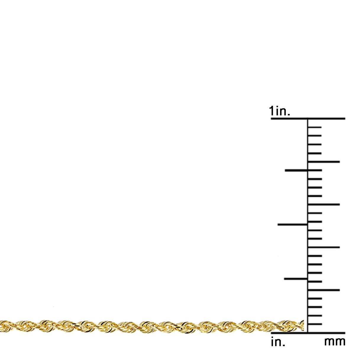 Hollow 14K Yellow Gold Rope Chain For Men & Women 1.5mm Wide 10 Hollow 14K Yellow Gold Rope Chain For Men & Women 1.5mm Wide - Image 8