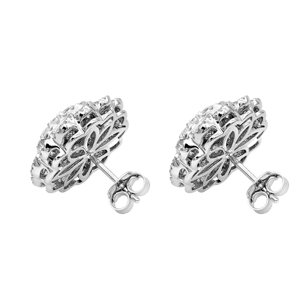 Huge 3 Carat Designer Diamond Stud Earrings For Women Cluster Flower Design 6 Huge 3 Carat Designer Diamond Stud Earrings For Women Cluster Flower Design - Image 4