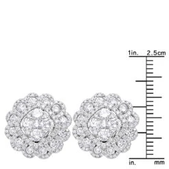 Huge 3 Carat Designer Diamond Stud Earrings For Women Cluster Flower Design 13 Huge 3 Carat Designer Diamond Stud Earrings For Women Cluster Flower Design -Invicta Jewelry Store huge 3 carat designer diamond stud earrings for women cluster flower design rulerwh
