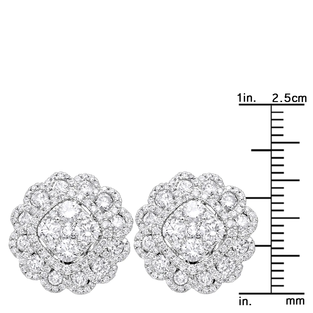Huge 3 Carat Designer Diamond Stud Earrings For Women Cluster Flower Design 8 Huge 3 Carat Designer Diamond Stud Earrings For Women Cluster Flower Design - Image 6