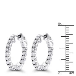 Inside Out Diamond Hoop Earrings Small 14K White Gold 1.5ct By Luxurman 12 Inside Out Diamond Hoop Earrings Small 14K White Gold 1.5ct By Luxurman -Invicta Jewelry Store inside out diamond hoop earrings small in 14k gold 15ct by luxurman rulerwh