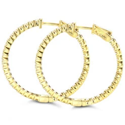 Inside Out Yellow Diamond Hoop Earrings 14K Yellow Gold By Luxurman 2.2ct. -Invicta Jewelry Store inside out yellow diamond hoop earrings in 14k gold by luxurman 22ct backye
