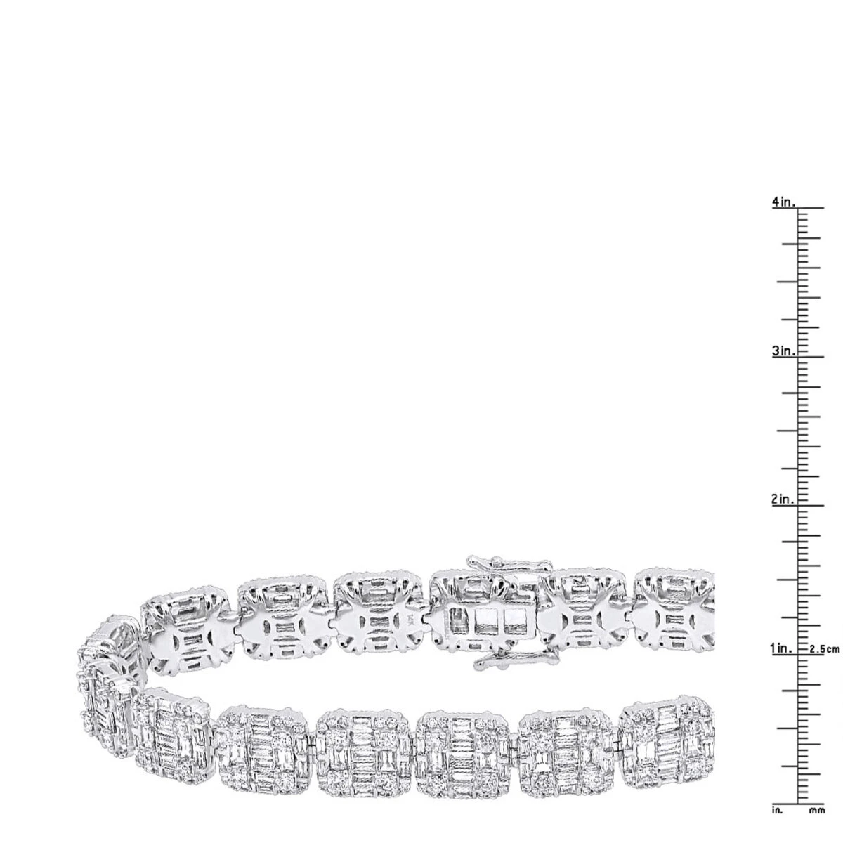 14K White Gold Baguette And Round Diamond Tennis Bracelet For Men & Women 14CT 8 14K White Gold Baguette And Round Diamond Tennis Bracelet For Men & Women 14CT - Image 6