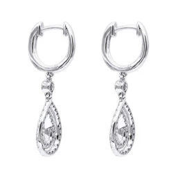 14K White Gold Diamond Dangle Drop Earrings For Women By Luxurman 1.2ct -Invicta Jewelry Store jewelry 14k gold diamond dangle drop earrings for women by luxurman 12ct backwh
