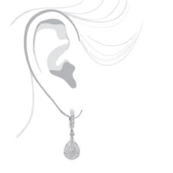 14K White Gold Diamond Dangle Drop Earrings For Women By Luxurman 1.2ct -Invicta Jewelry Store jewelry 14k gold diamond dangle drop earrings for women by luxurman 12ct bodwh