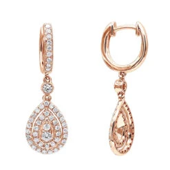 14K White Gold Diamond Dangle Drop Earrings For Women By Luxurman 1.2ct -Invicta Jewelry Store jewelry 14k gold diamond dangle drop earrings for women by luxurman 12ct ro