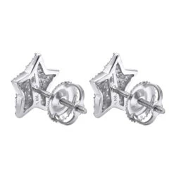 14K White Gold Fully Iced Out Pave Diamond Star Earrings Studs 0.25CT By Luxurman -Invicta Jewelry Store jewelry 14k gold fully iced out pave diamond star earrings studs 025ct by luxurman backwh