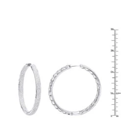 14K White Gold Large Diamond Hoop Earrings 3.5ct Inside Out Pave Setting 17 14K White Gold Large Diamond Hoop Earrings 3.5ct Inside Out Pave Setting -Invicta Jewelry Store jewelry 14k gold large diamond hoop earrings 35ct inside out pave setting rulerwh