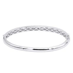 14K White Gold Pave Diamond Bangle Bracelet For Women 4.75ct By LUXURMAN -Invicta Jewelry Store jewelry 14k gold pave diamond bangle bracelet for women 475ct by luxurman backwh
