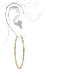 2.5 Inch Inside Out Diamond Hoop Earrings For Women 5 Carat VS Diamonds 14K Yellow Gold 21 2.5 Inch Inside Out Diamond Hoop Earrings For Women 5 Carat VS Diamonds 14K Yellow Gold -Invicta Jewelry Store jewelry 25 inch inside out diamond hoop earrings for women 5 carat vs diamonds 14k gold 001285 bodye